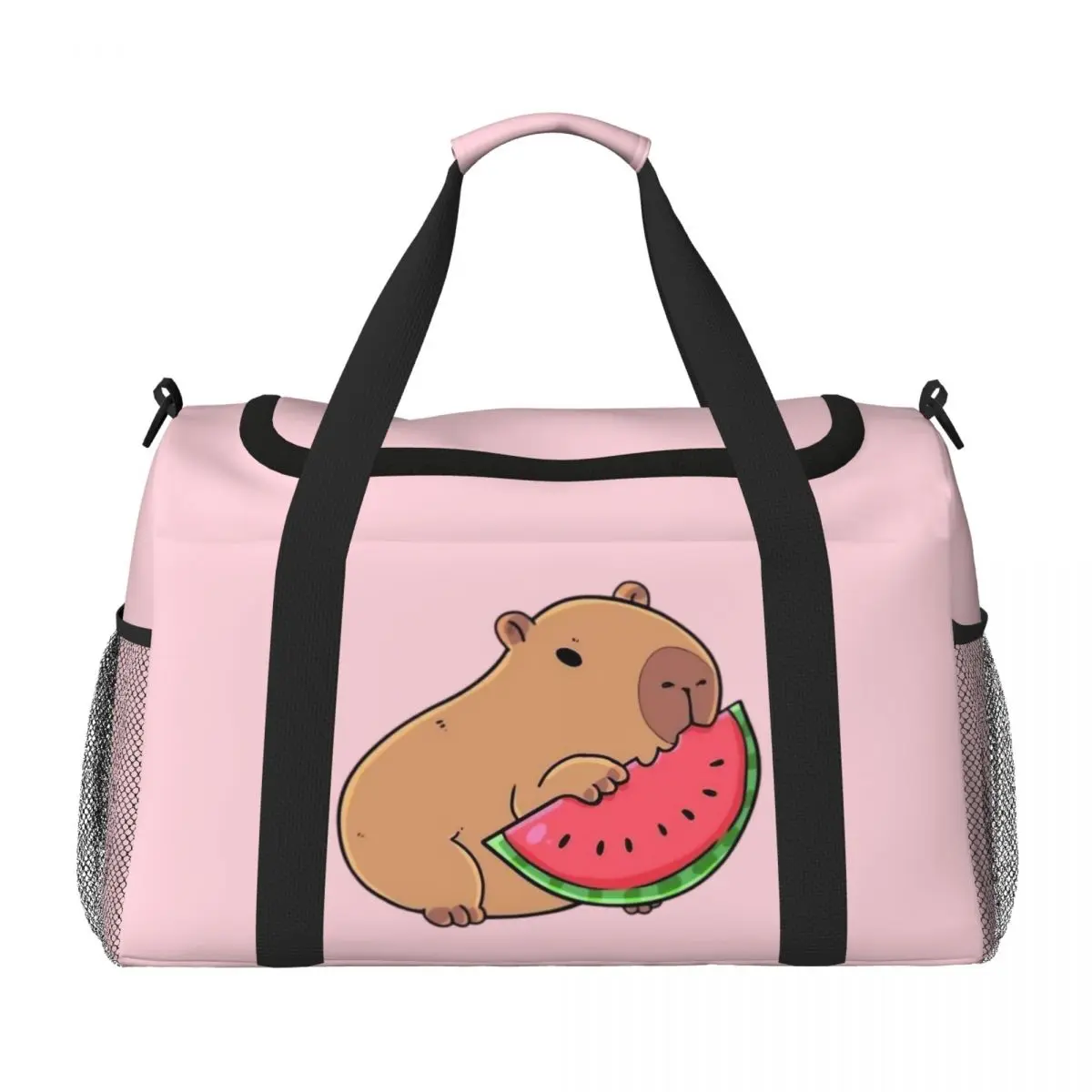 

Capy-bara Eats Watermelon Large Capacity Travel Bags Duffle Bag, Multi-functional for Sports Storage Fitness Handbag