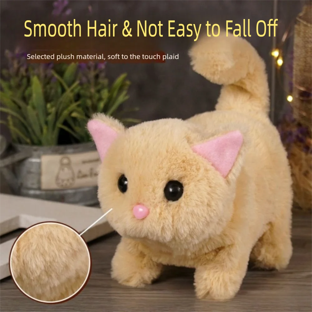 Cute Simulated Robot Kitten Wagging Makes You Happy Kitten Interactive Walking Electric Cat For Birthday Gift