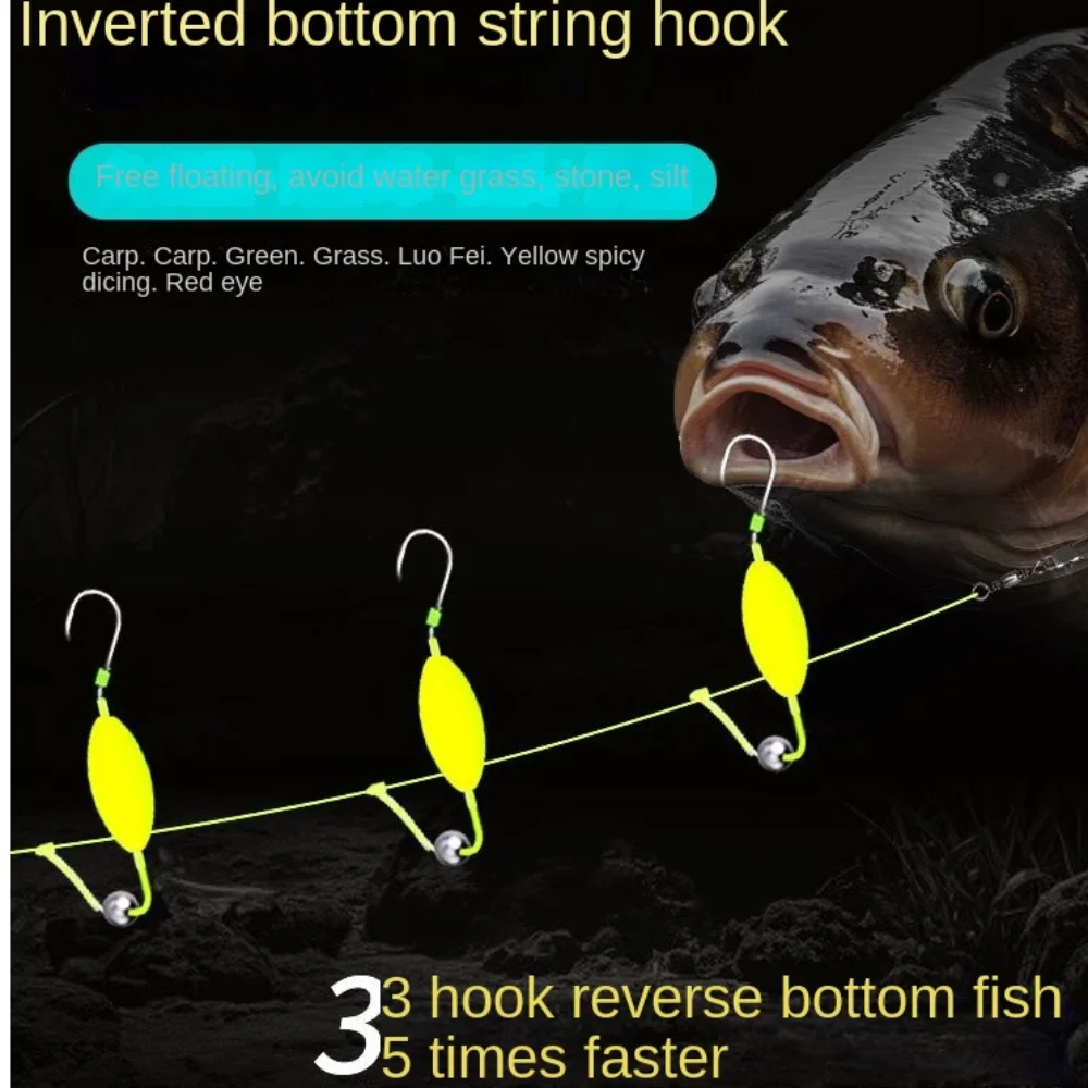 Three Hook Fishing Hair Rigs Hook Automatic Flipping Suspension Carp Fishing Hook Pesca Anti Bottom Carp Rigs Fishing Lure