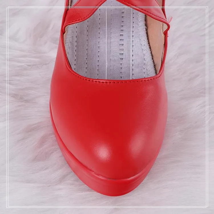Juego Magic Madoka, zapatos de Cosplay personalizados, accesorios de disfraz de Lolita, sandalias con lazo, zapatos de princesa de tacón alto de cuero PU para mujeres y niñas