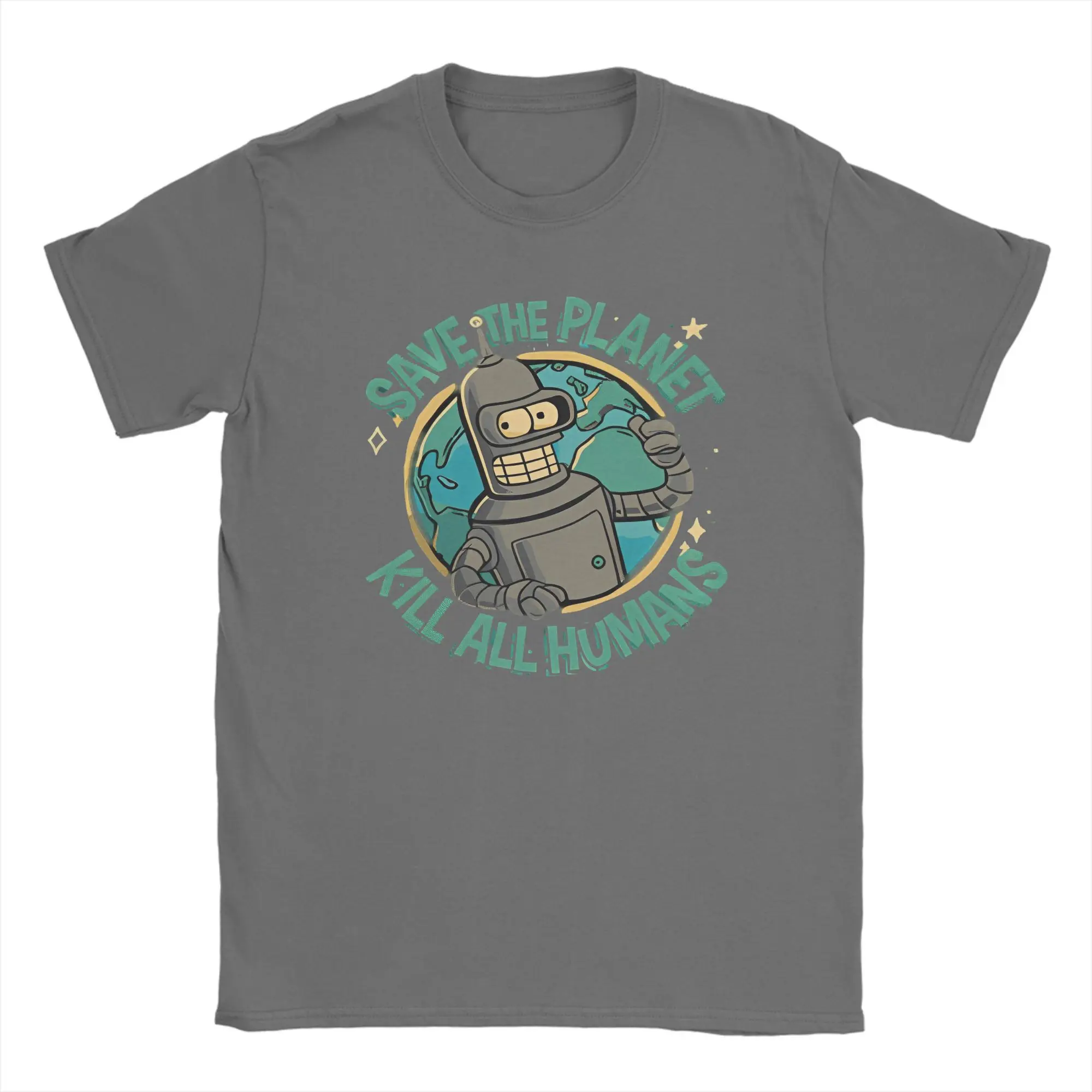 حفظ الكوكب قتل جميع البشر Futurama Merch الرجال والنساء تي شيرت 2025 الصيف تي شيرتات قطن الجرافيك المطبوعة تي شيرت