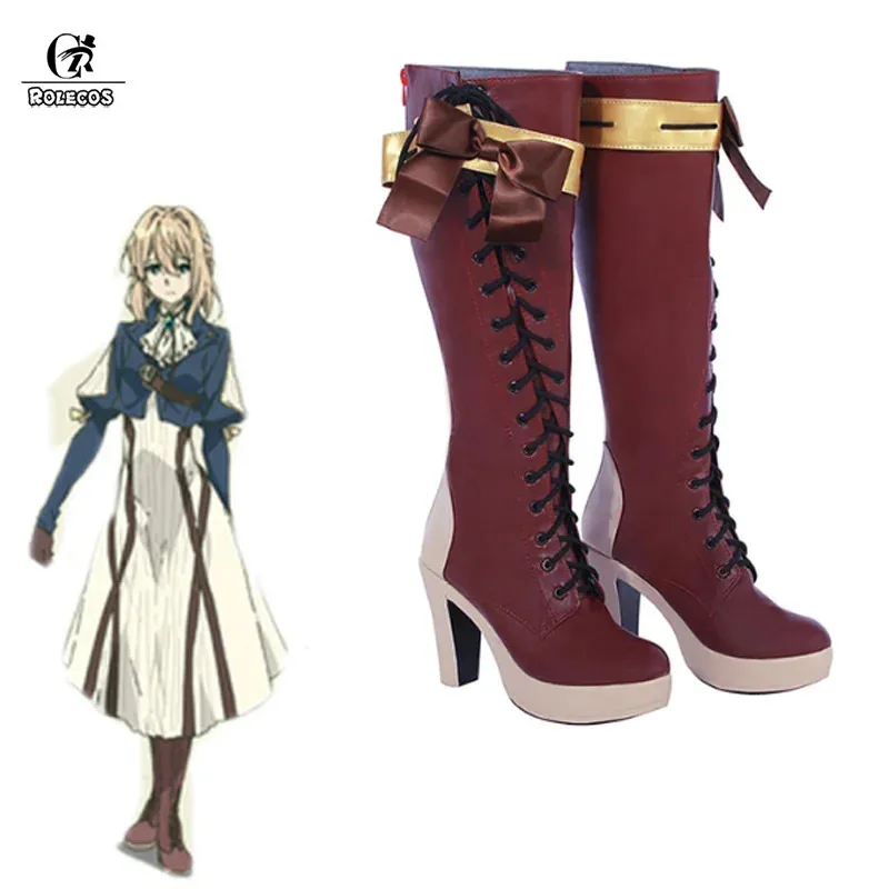 

ROLECOS Violet Evergarden Cosplay Shoes Violet Evergarden Boots Customer Size Made Anime Cosplay Shoes