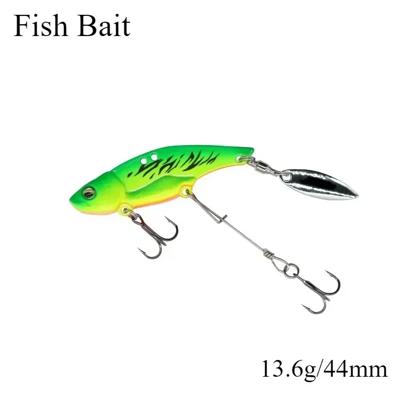 

Rotating Metal 44mm 13.6g VIB Vibration Bait Spinner Spoon Ultra Long Range Fishing Lure Pin Crankbait Hook Fishing Tackle Bait