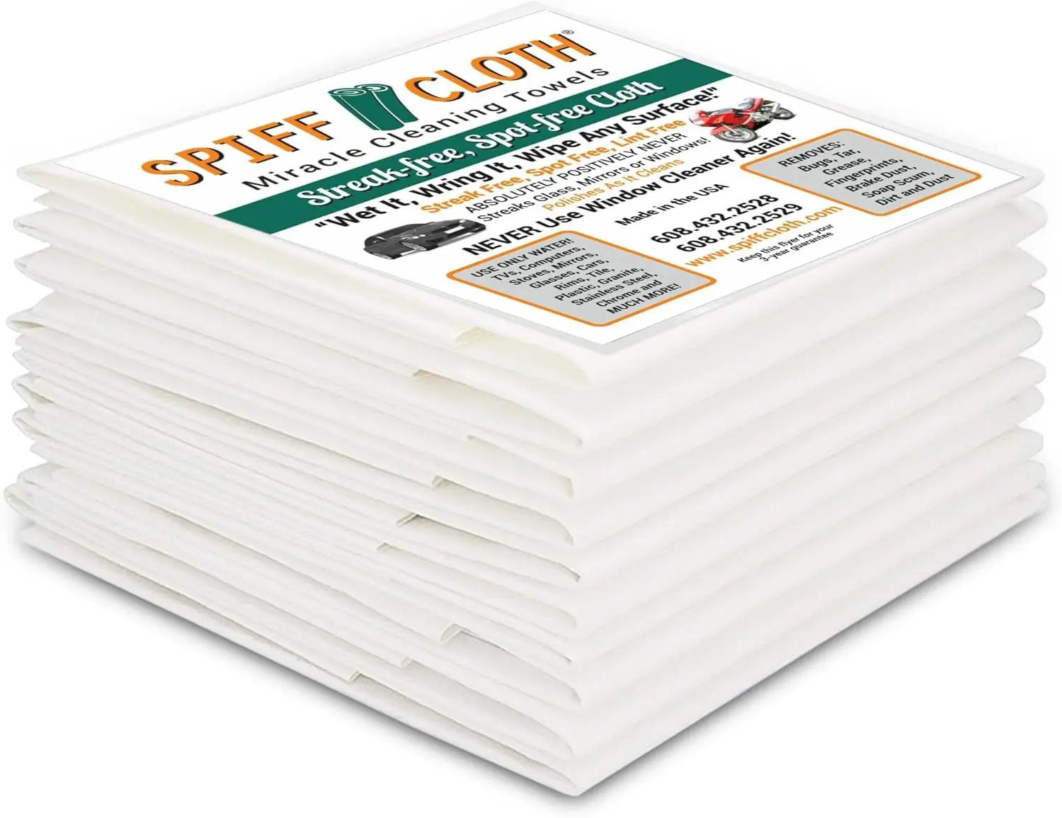 

10-Pack Reusable Cleaning Towels, Streak-Free Multi-Purpose Cloths, Chemical-Free Washable 16x16