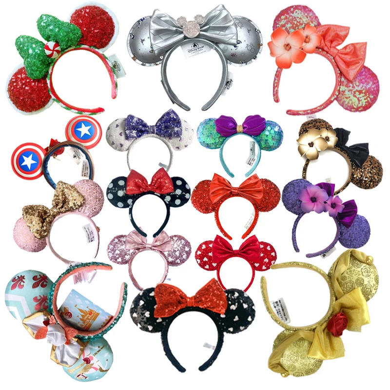 Disney Mickey Headband Christmas Tree Donut Headband Peter Pan Cosplay Hairband Disneyland Letter Headband Gift