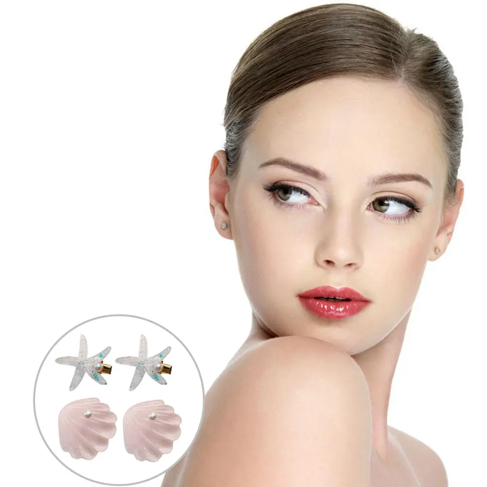 

4 Pcs Hair Accessories Shell Clip Set Bride Clips Pins Plastic Hairpins