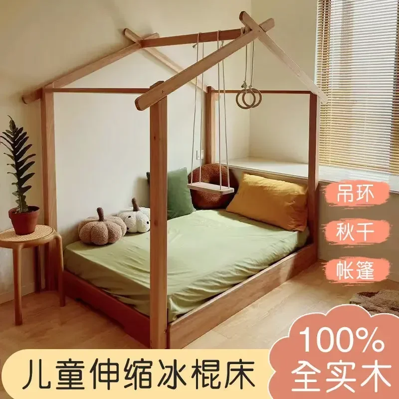Full solid wood tree house bed