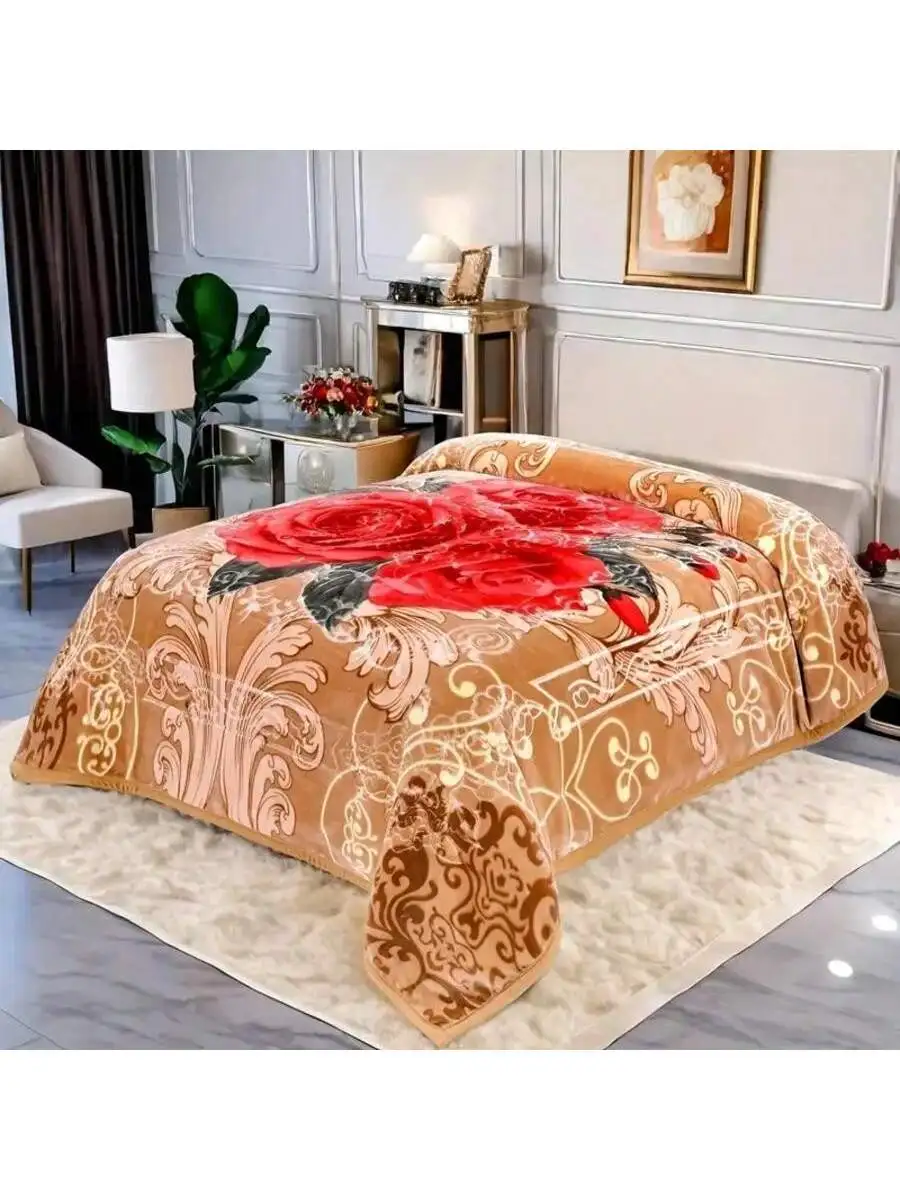 12 libras de cobertor de inverno extra grande e macio de pelúcia grosso, cobertor de vison coreano – cobertor de cama estampado Raschel, macio e quente, grosso cobertor de vison estampado Raschel, para outono e inverno, cama, para uso doméstico, presente de Natal de Halloween, com saco de presente