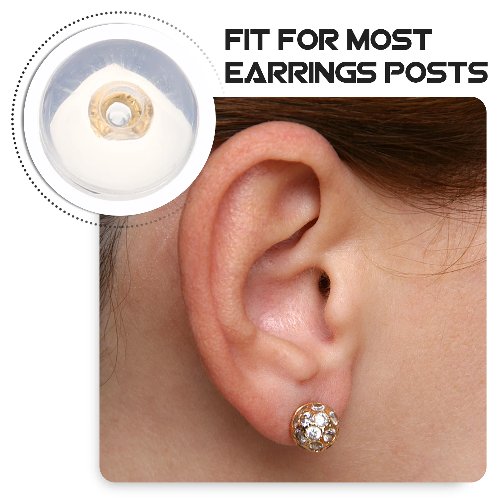 

4pcs Anti-allergic Silicone Earring Backs Golden 18K Plated Prevent Loss Flexible Comfortable Jewelry Findings Accessories