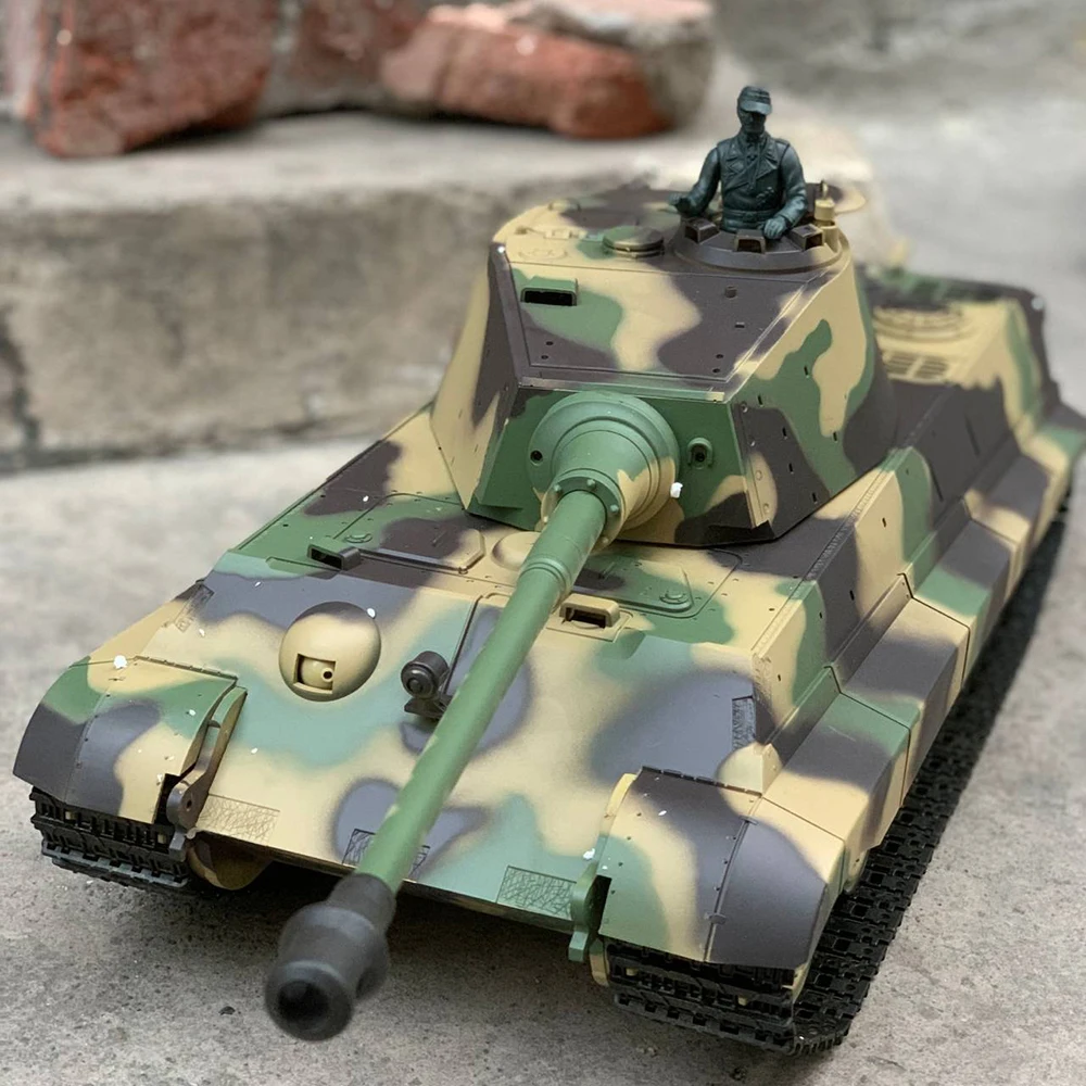 3888A  Remote Control Tank German King Tiger RC Battle War Military Vehicle Truck Car with Metal Steel Wave Box Smoke Shooting