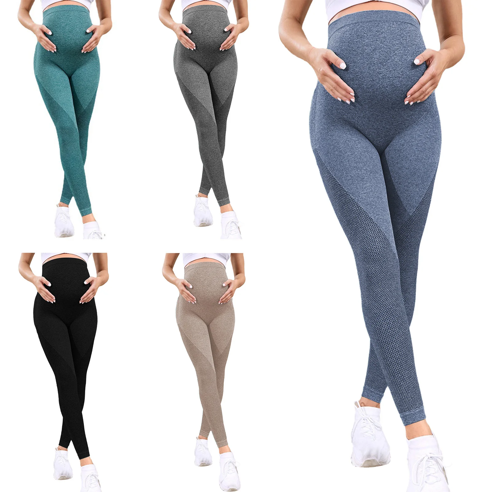 

Maternity Yoga Leggings with Belly Support High Waist Pilates Pants Pregnancy Trousers for Sports Workout Casual Daily Wear