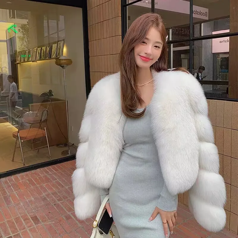 style real fur coat 100% natural fur jacket female winter warm leather fox fur coat high quality fur vest Free shipping