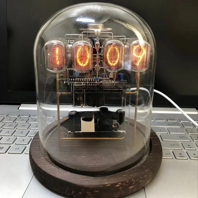 IN-12 IN12 Glow Tube Retro Cyberpunk Desktop Creative Nixie Digital LED Clock Ornaments Handmade Circuit Scaffolding