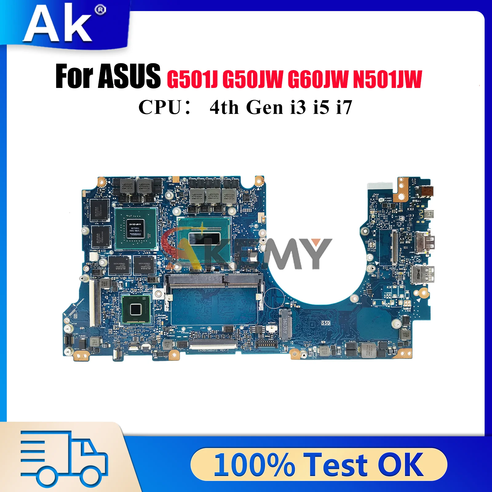 

N501JW Материнская плата для ноутбука ASUS ROG N501J G501J N501JW Материнская плата для ноутбука с процессором i3 i5 i7 100% тестирование ОК быстрая доставка stk