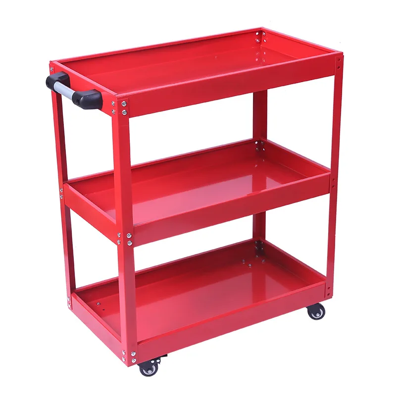 Mechanical Workshop Tools with Wheels, Tool Carts 3-layer Mobile Tool Car, Multifunctional and Heavy-duty Auto Repair Parts Car