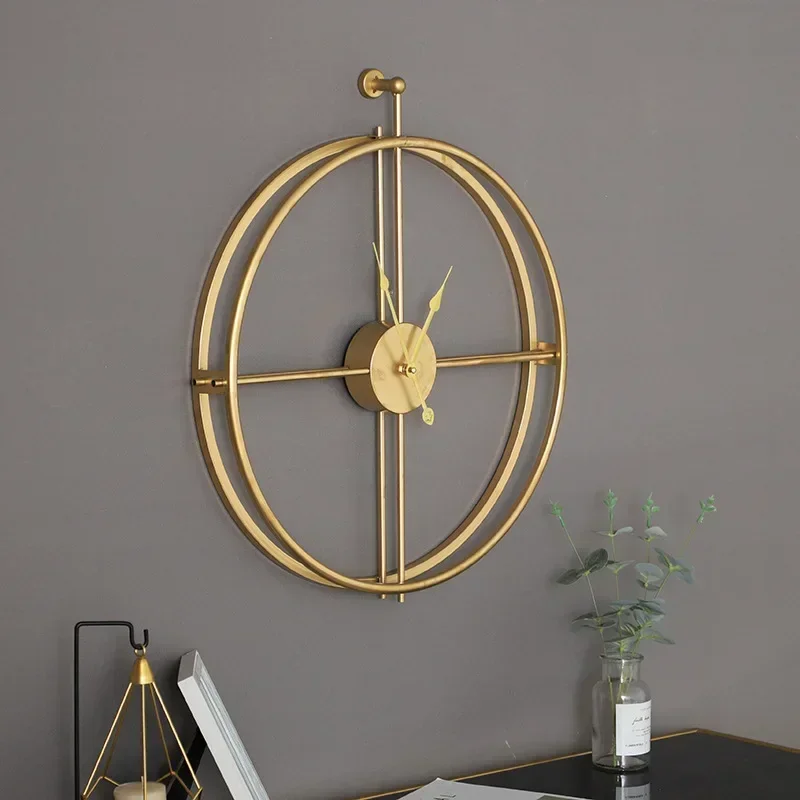 

For Modern Minimalist Golden Wall Wall Clock Home Living Room Bedroom Wall Hanging Decoration Accessories Hand Welding