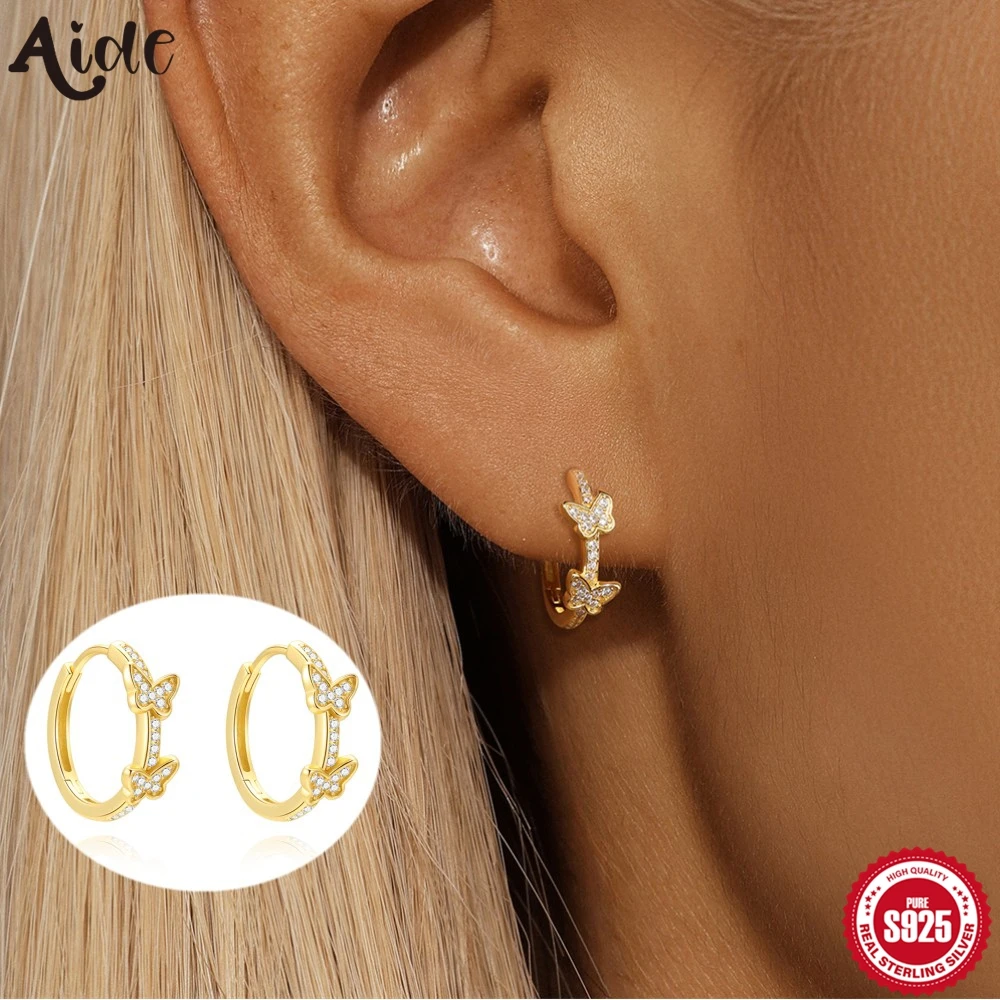 

Aide 925 Sterling Silver Princess Butterfly Zirconia Hoop Earring For Girls Women Beautiful Huggies Earring Jewelry Anillo