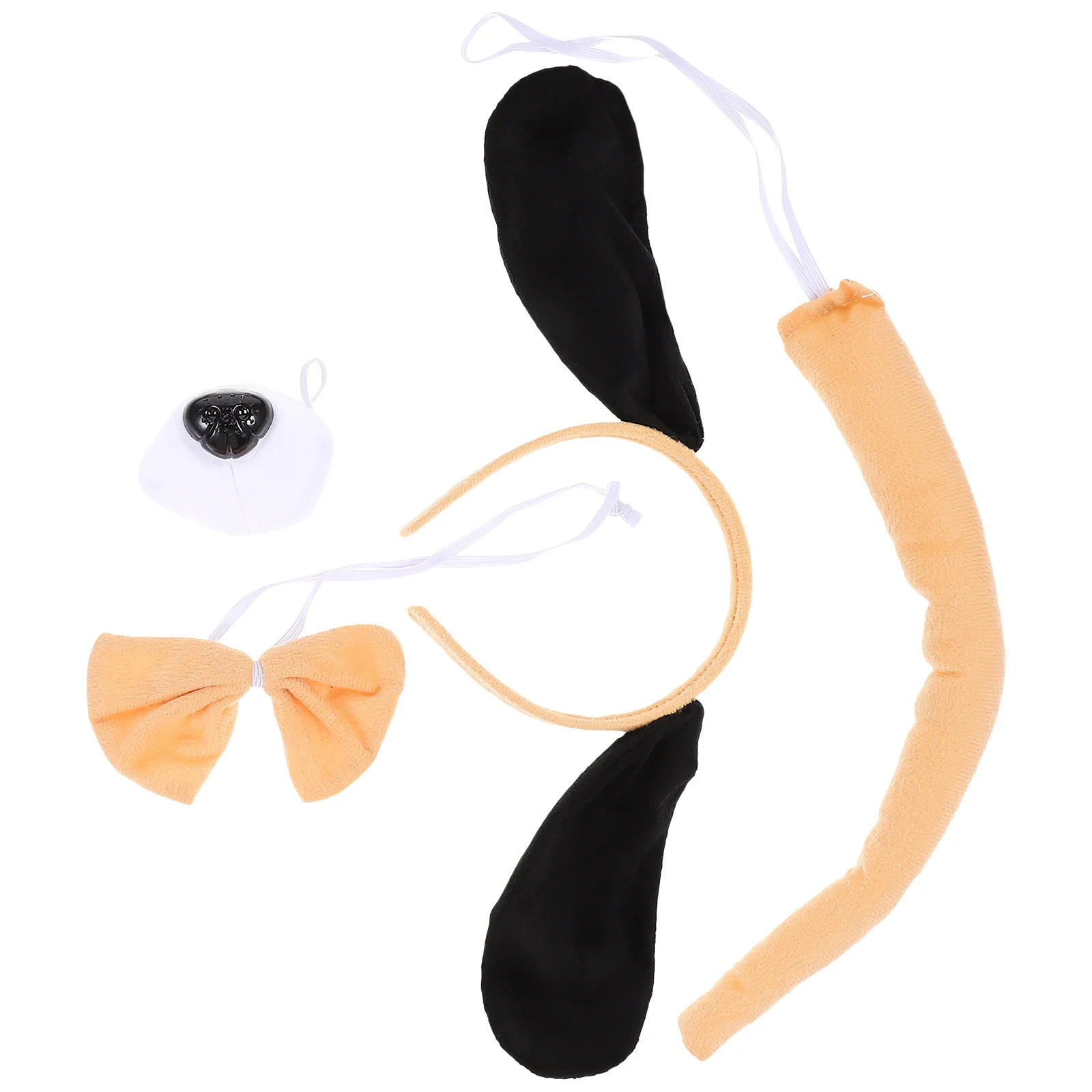 1Set Attractive Dog Ear Headband Set with Tail Bowtie Fake Nose for Kids Dress Up Animal Theme Parties Cosplay