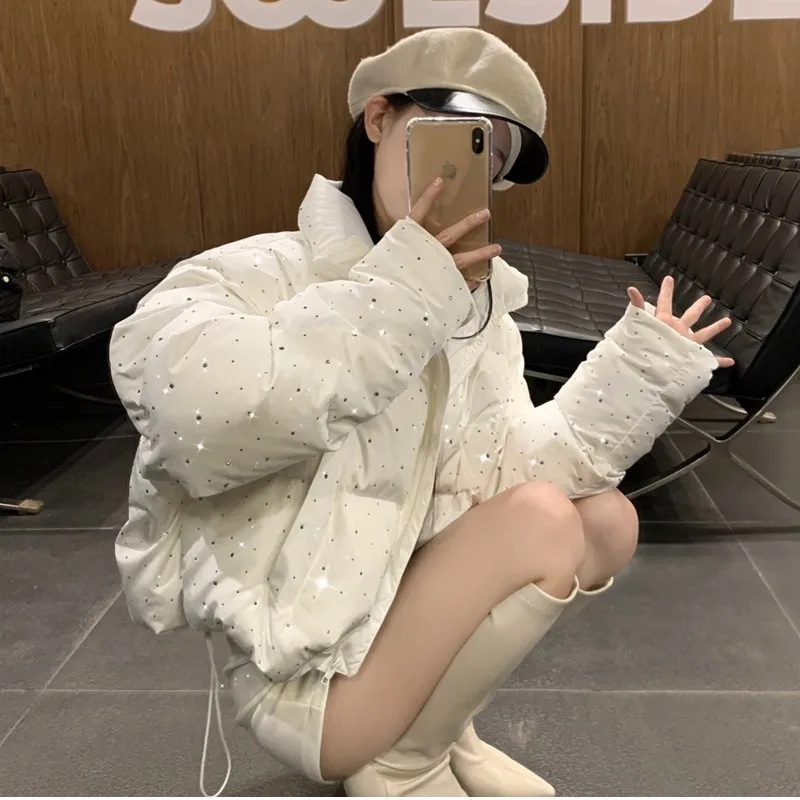 Women Autumn Winter Puffer Jacket 2024 New Short Parkas Coat Korean Fashion Stand Collar Bread Jacket Solid Outerwear