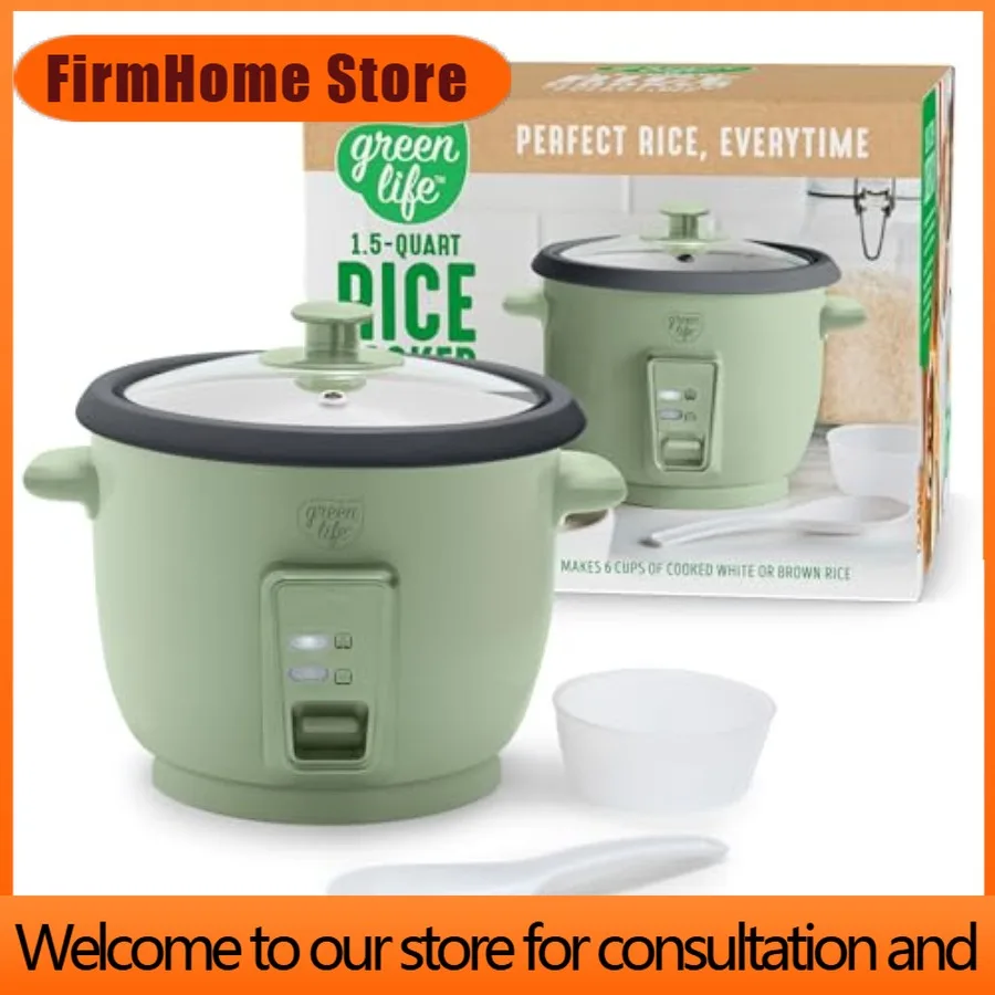 FirmHome StoreRice Cooker With Removable PFAS-Free Ceramic Nonstick Pot 3-Cups Uncooked/6-Cups Cooked Grains Oatmeal Multicooker