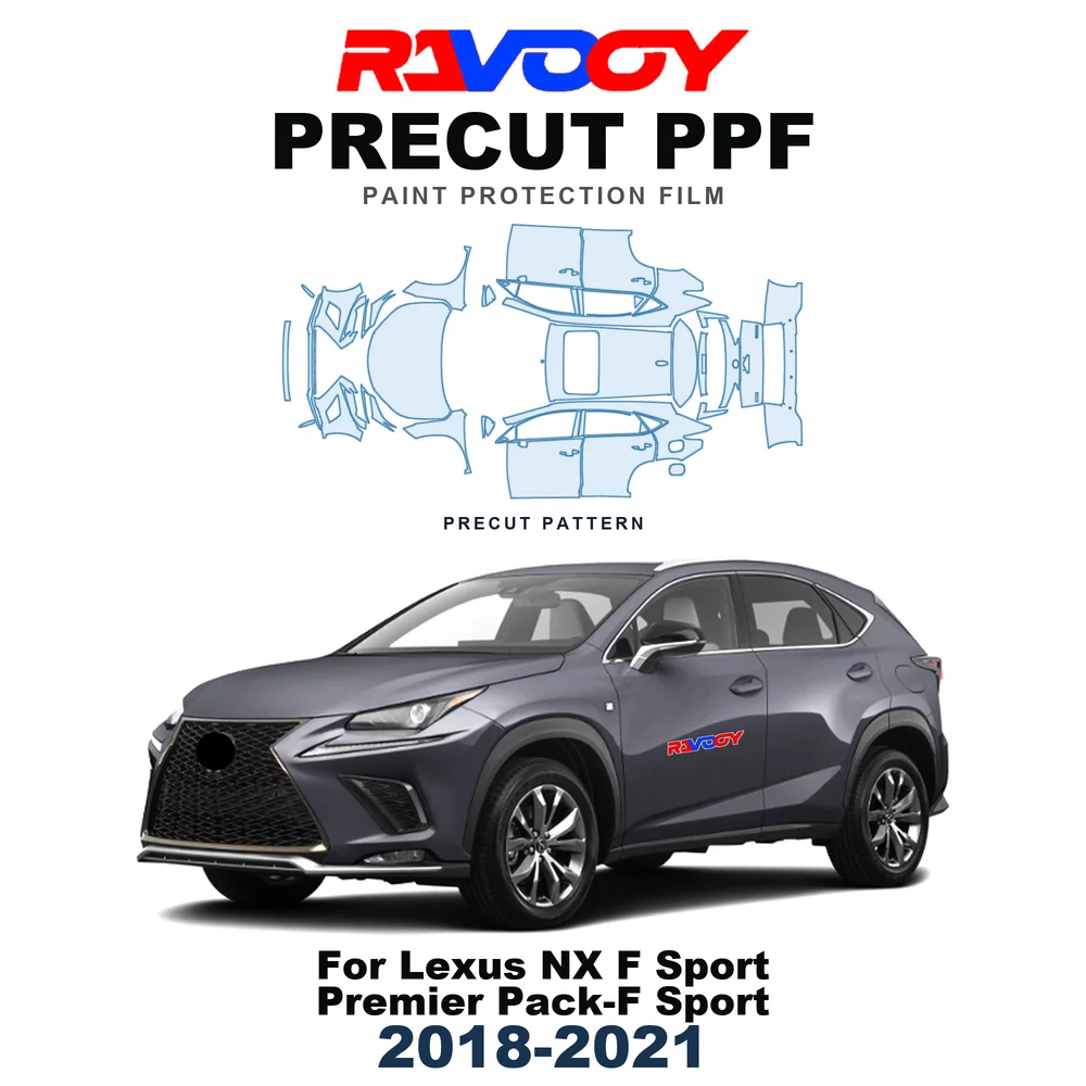 Precut PPF For Lexus NX F Sport Premier Pack-F Sport 2018-2021 8.5mil TPU Paint Protection Film Hood Bonnet Bumper Headlight