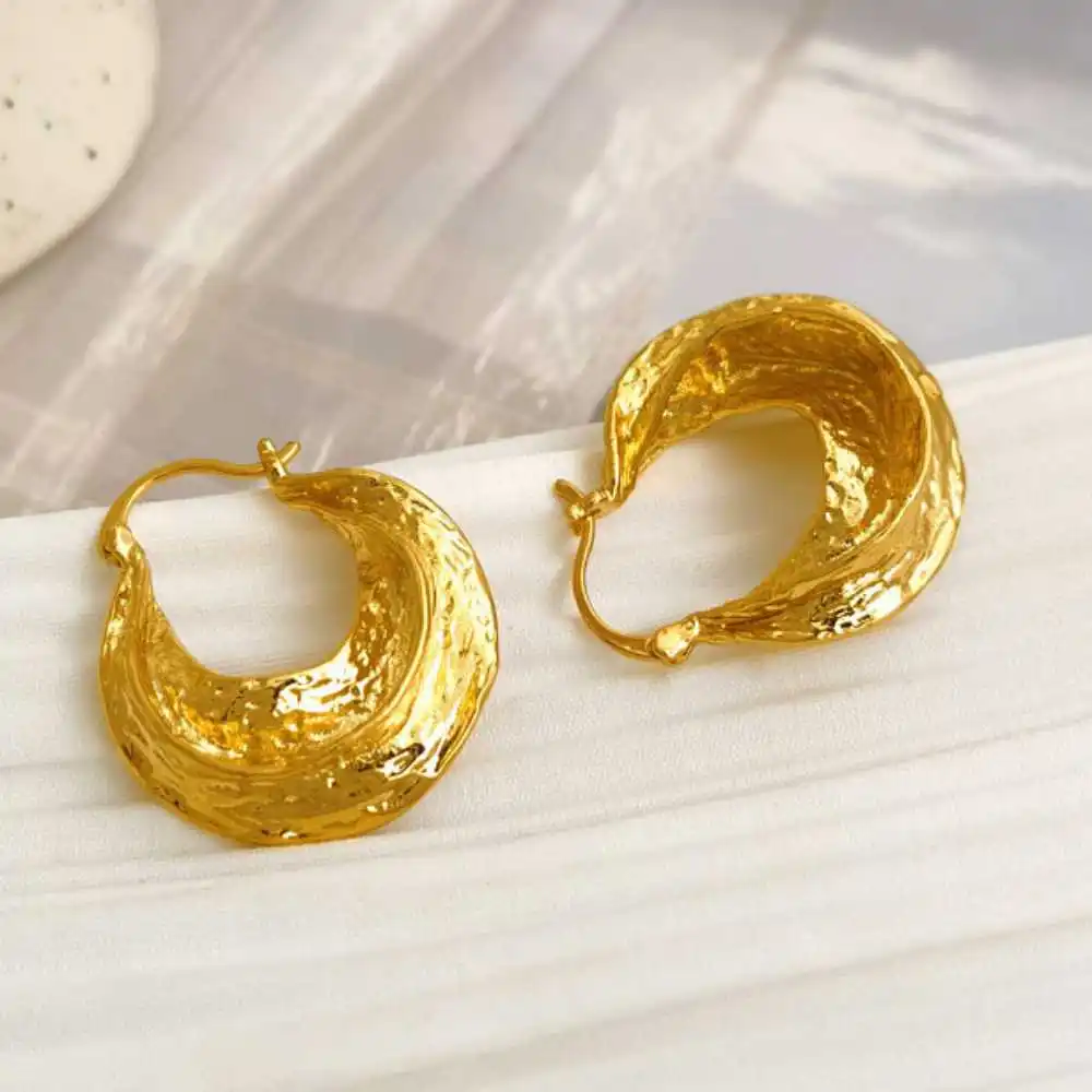 Fashion Bohemian style Gold plating Baroque basket Earrings Handmade Jewelry Dangling Wedding Clip-on