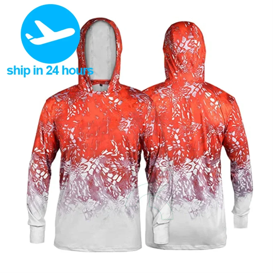 New Camouflage Fishing Shirts With Sun Protection Long Sleeve Hooded Face Cover Quick Dry Tops Fishing Face Mask Clothes Upf 50+