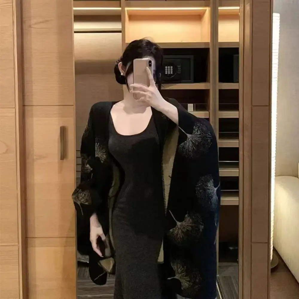 

Свободный вязаный пуловер, накидка, толстый двусторонний принт, женский плащ, элегантный стиль, теплый тканевый жилет без рукавов, женская верхняя одежда