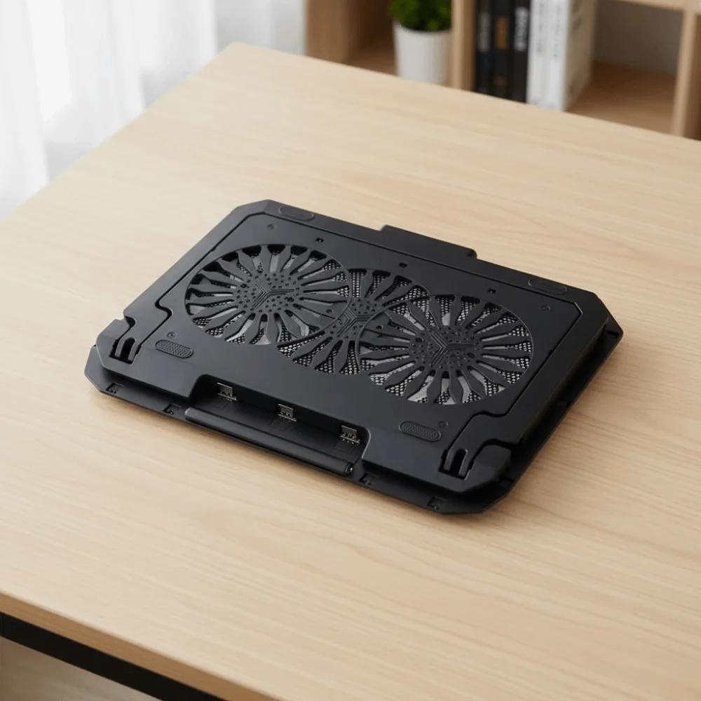 

CPU Cooling Foldable Laptop Table Colored Lights RGB Two Fans Notebook Riser 8-speed Adjustment Height Adjustable