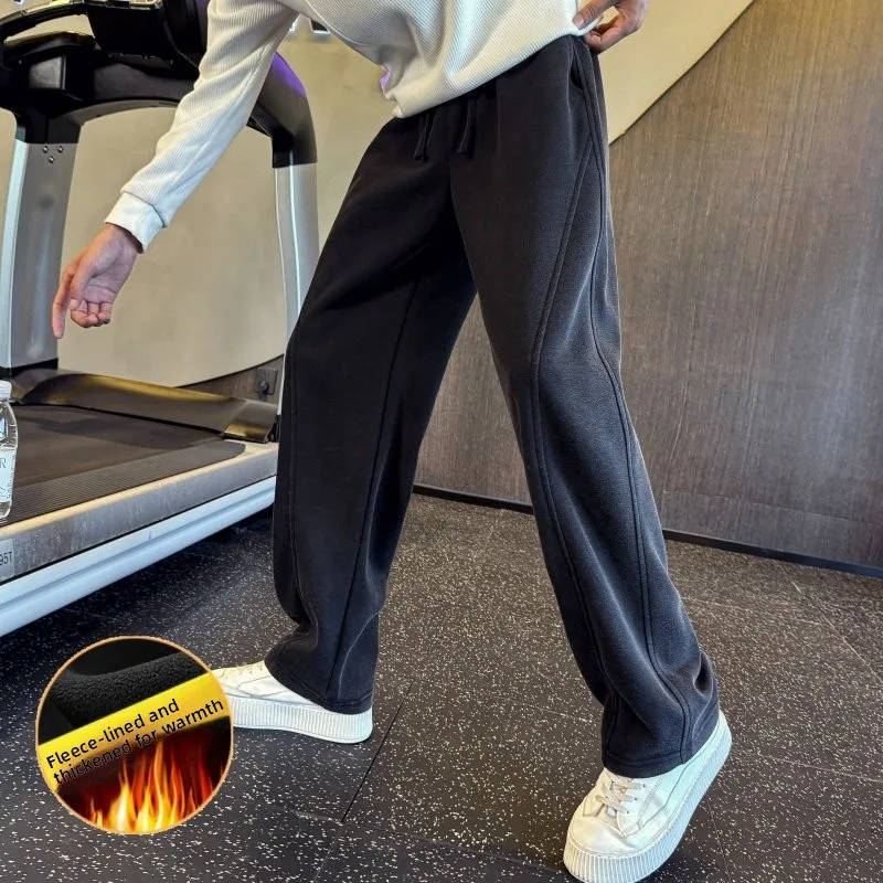 

Ретро-американские спортивные брюки-джоггеры с широкими штанинами, размер XS, мужские, свободные, прямые, осенне-зимние, повседневные