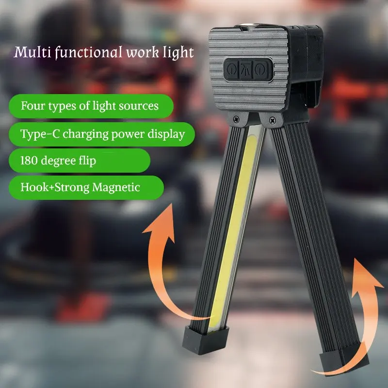 

3-in-1 Foldable COB LED Light Magnetic Work Light Camping Lantern Emergency Light Waterproof USB C Rechargeable Portable 3 Color