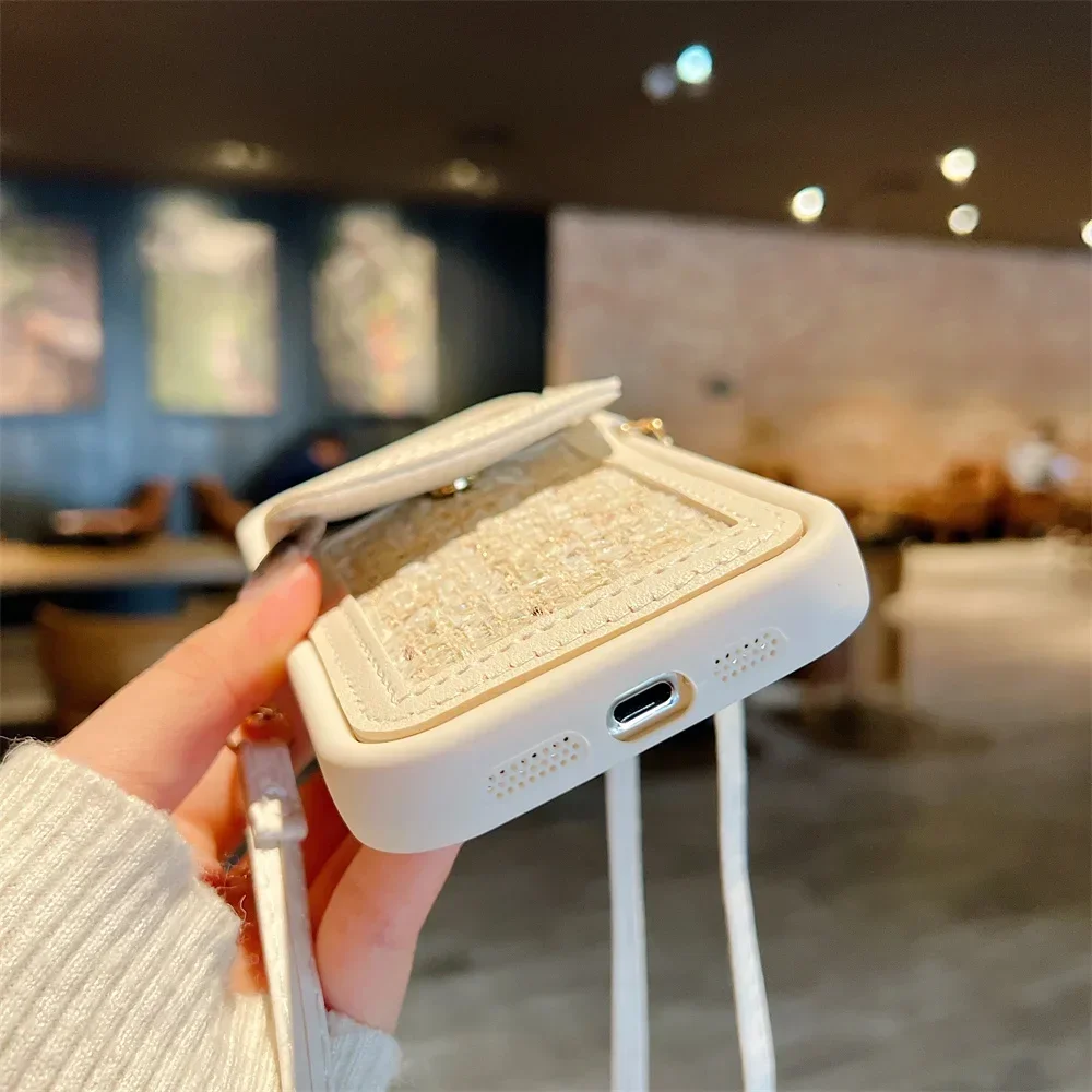 حقيبة بطاقات جلدية Crossbody قلادة حزام الحال بالنسبة آيفون 16 15 14 13 12 11 برو ماكس ريترو محفظة ماتي سميكة سيليكون الغطاء الخلفي