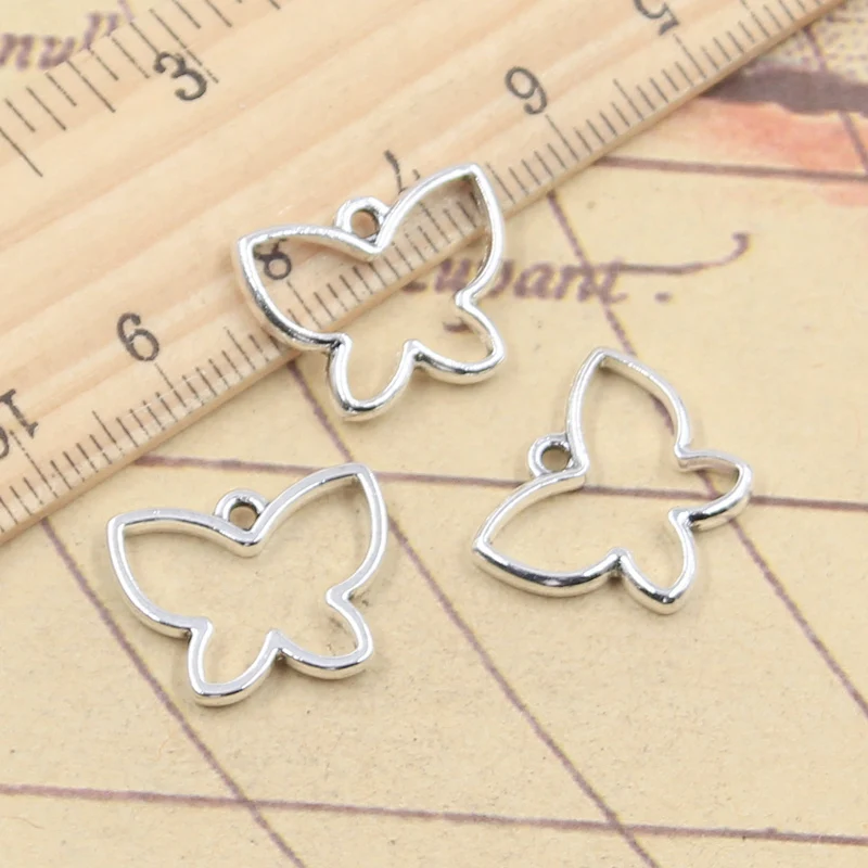 20pcs Charms Hollow Butterfly 14x18mm Tibetan Silver Color Pendants Antique Jewelry Making DIY Handmade Craft