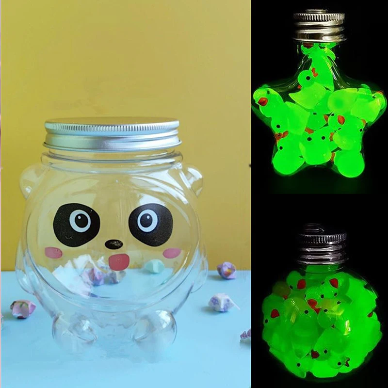 Cartoon Clear Sealed Tank Sealed Jar With Lid Panda Storage Mini Doll Ornament Jar Miscellaneous Grain Tank Plastic Bottle