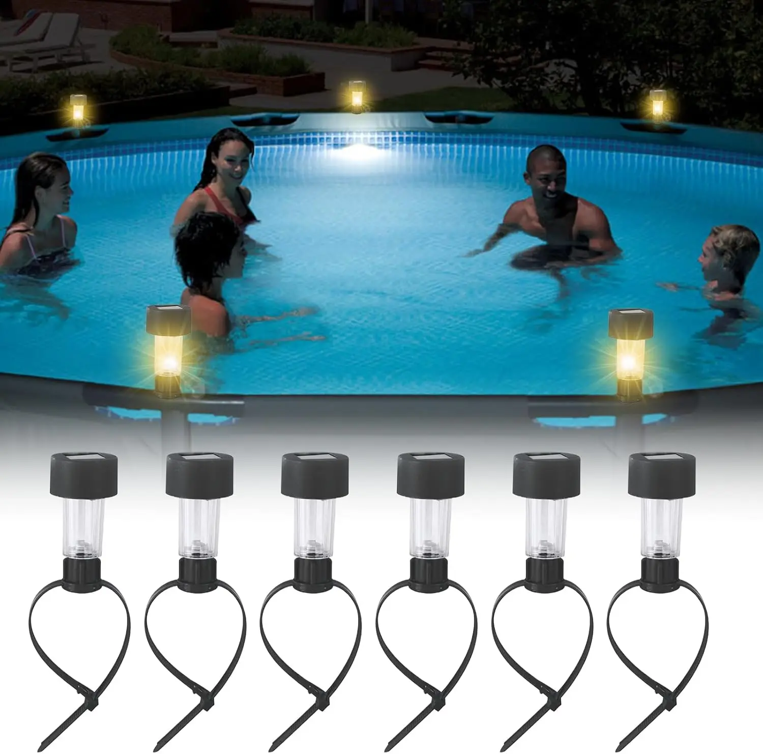 

Водонепроницаемые солнечные светодиодные фонари для бассейна, идеально подходящие для украшения забора в дворе, аксессуары для бассейна и ночное освещение