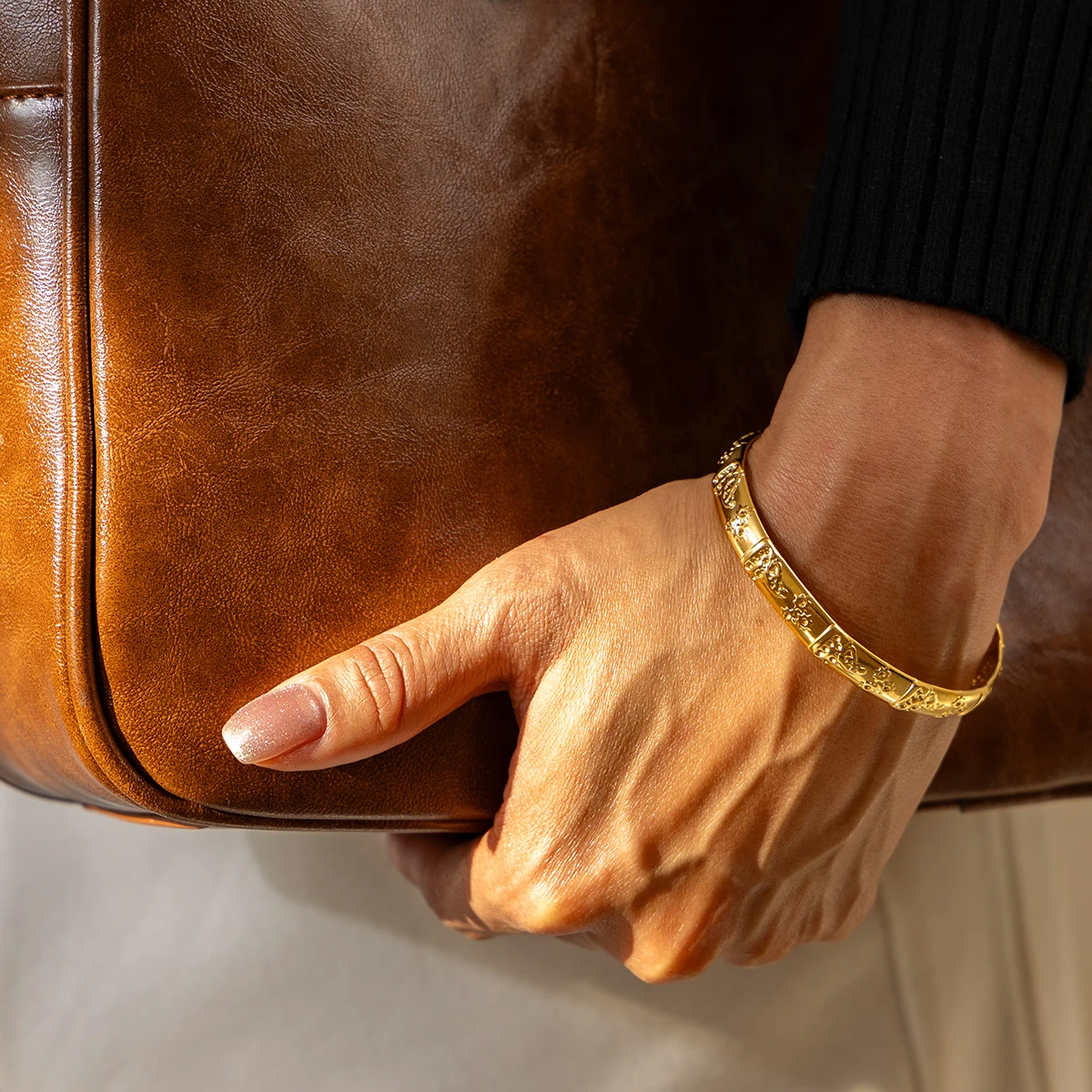 1pc316L stainless steel bracelet, 18K gold-plated, high-quality craftsmanship, fashionable and minimalist bracelet