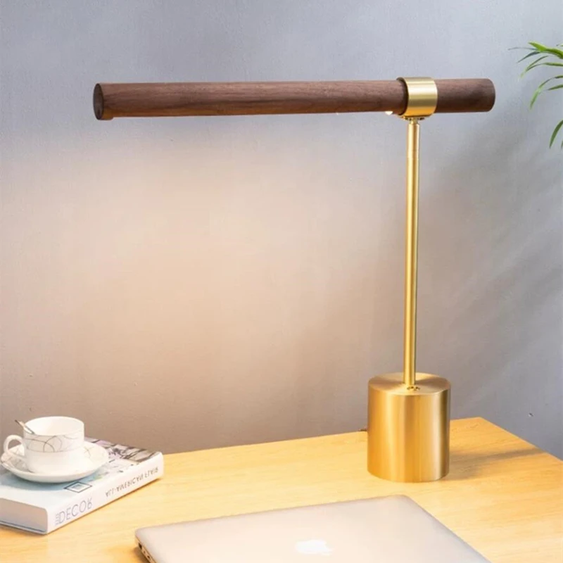 

Modern linear wood led desk lamp Designer Wood Grain Study Reading table lamp bedside Nightstand living room vertical table lamp