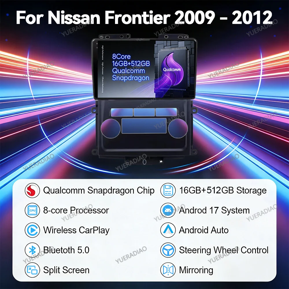 Autoradio Android 17 pour Nissan Frontier Xterra 2009 2010 2011 2012 GPS NAVI BT Lecteur multimédia vidéo Unité principale 4G LTE 5G WIFI