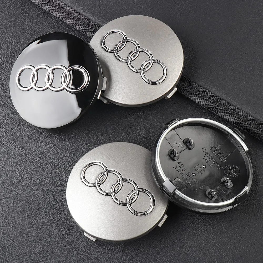 4pcs 59MM Car Black/Gray Wheel Center Hub Cap Badge Emblem For Audi A4 B5 B6 B7 A1 A3 8P 8L A6 C5 C6 A5 A7 A8 Q3 Q5 Q7 TT S3 S6