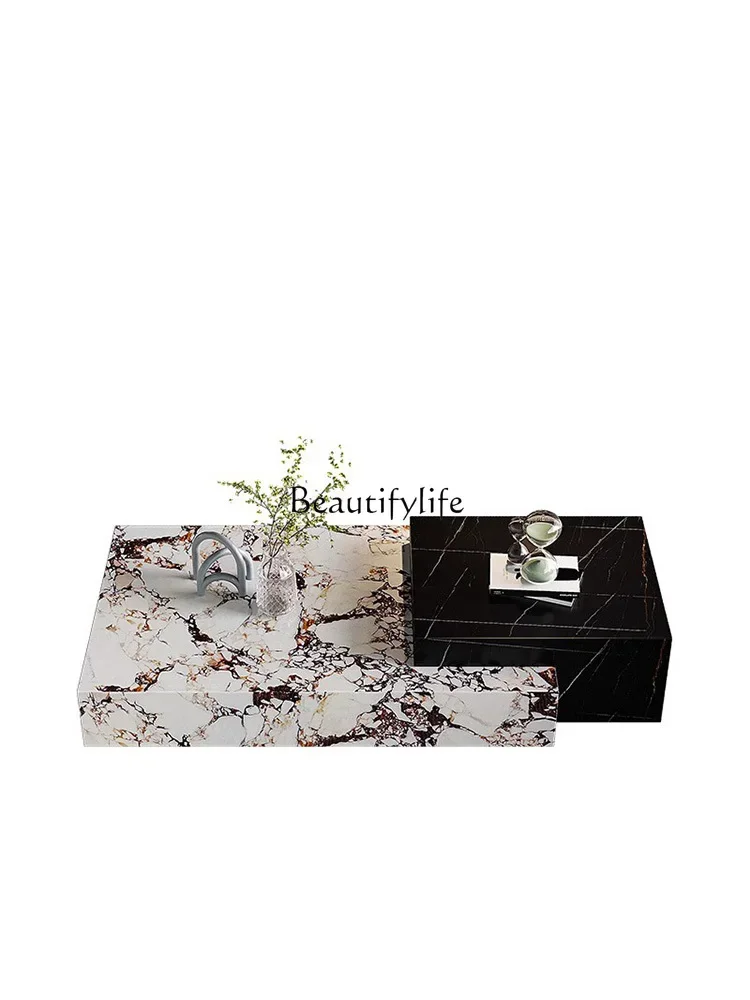 

lxStone Plate Square Combination Modern Marble Home Italian Minimalist Coffee Table