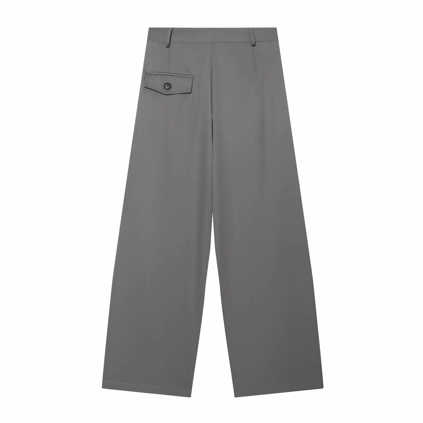 Damen High-Waist Weite Hosen Lässige Gestreifte Doppelknopf Elegante Loose-Fit Hosen – Detail 12
