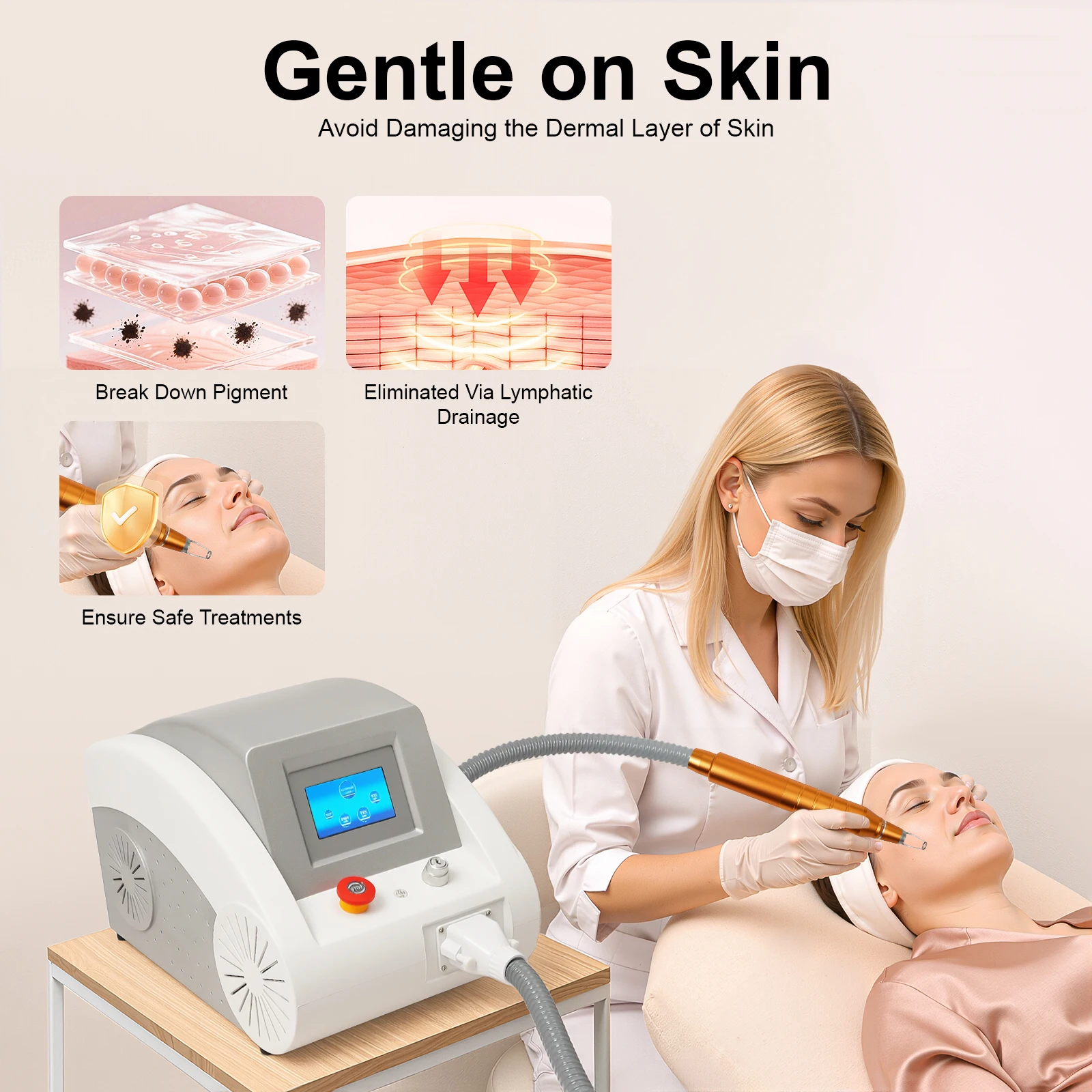 

310W Eyebrow Pigment Remover Machine 532/1064/1320nm Triple Wavelength 1-10Hz Adjustable Frequency Dual Water & Air Cooling Touch Screen Foot Pedal Key Lock Overheat Water Shortage Protection with Goggle Portable Case Tattoo Eyebrow Washing Skin Whitening