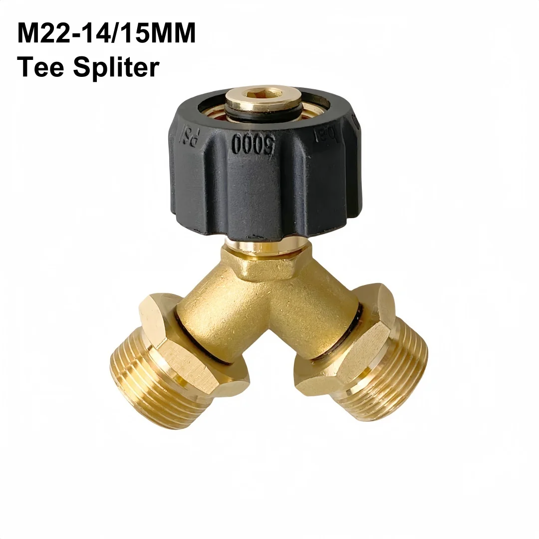 High Pressure Washer Water Outlet Spliter Seperator Adapter M22 14MM/15MM Tee Spliter Connector