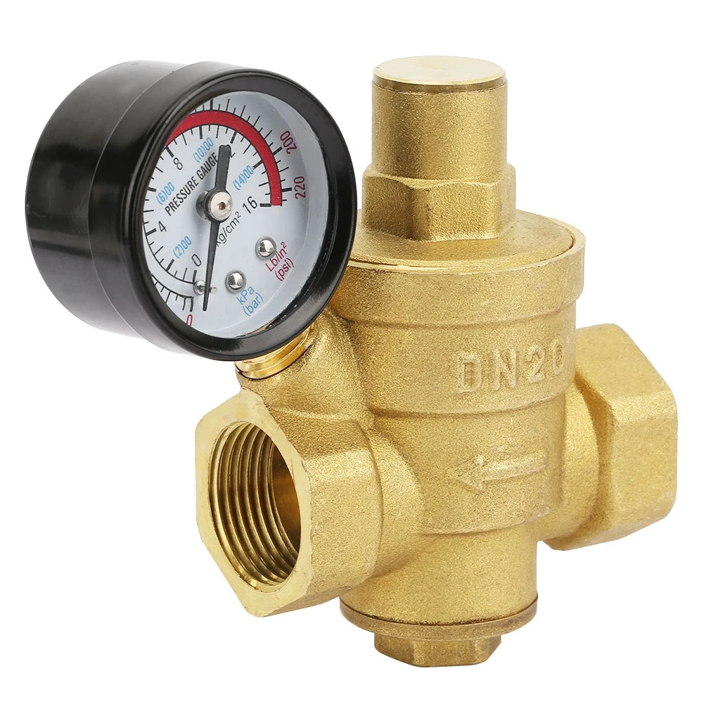 Brass Water Pressure Regulator DN20 Water Pressure Regulator DN20 Adjustable Brass Water Pressure Regulator with Gauge Meter