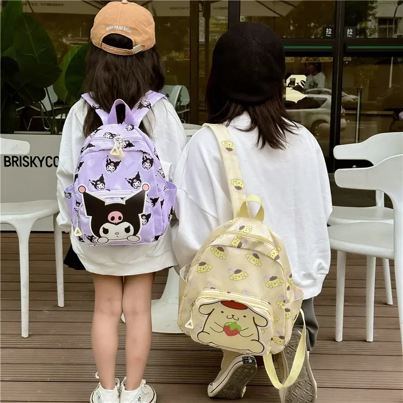 2024 Sanrio Cute Kuromi Melody Cinnamoroll Large Capacity Backpack Boys Girls Cartoon Hello Kitty Kawaii Canvas Schoolbag