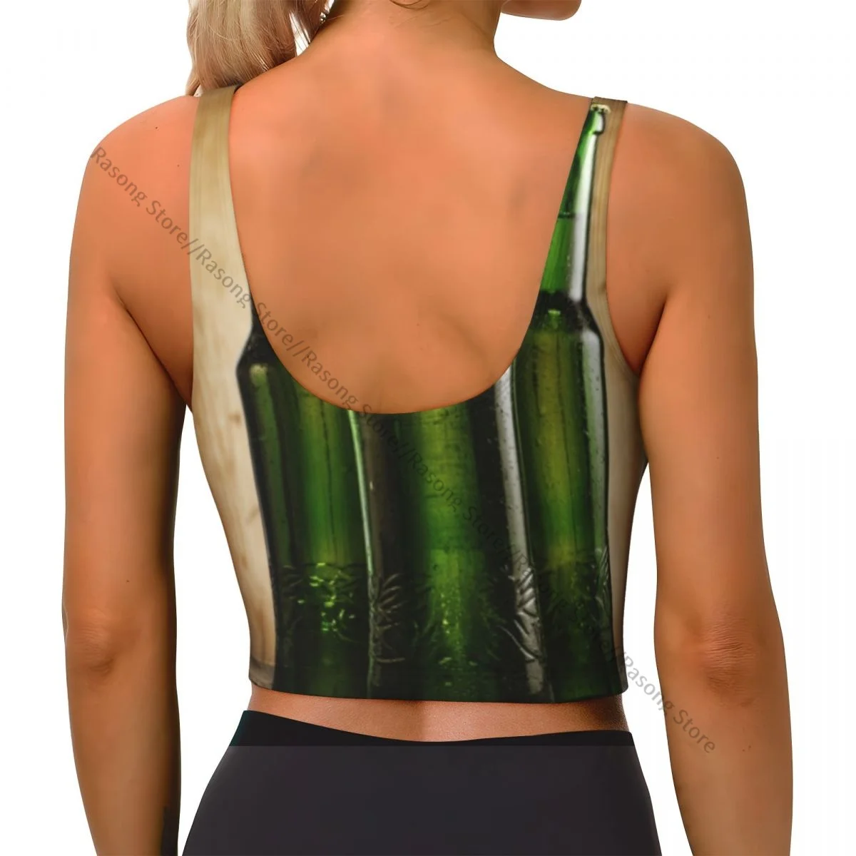 Women Sexy Sports Vest Wet Beer Bottles On Rustic Wooden Table Female Streetwear Sport Lingerie Tee Crop Top