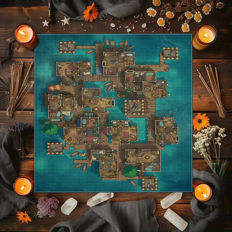 VIKAMA Valley Stream Grid Chess Map Tablecloth Altar Divination Spiritual Divination Desktop Decoration Desktop Decoration