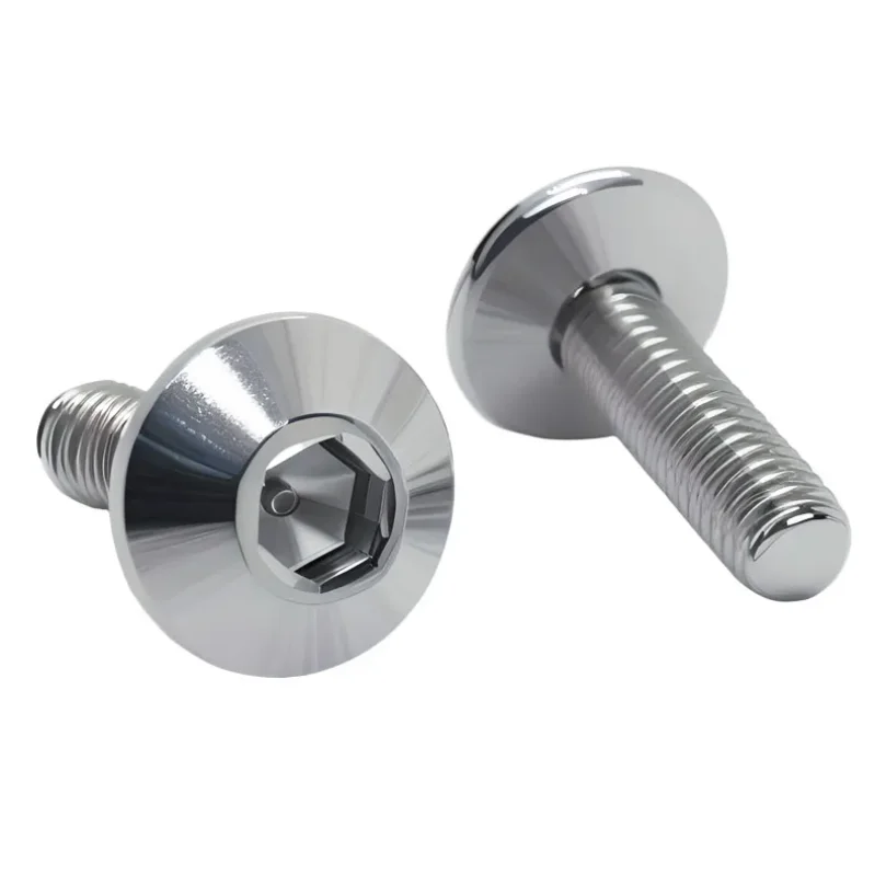 10pcs 304 Stainless Steel Large Flat Head Hexagon Socket Screws Bolts M6 M5 for Car Motorcycle Moped Scooter Tail Plates