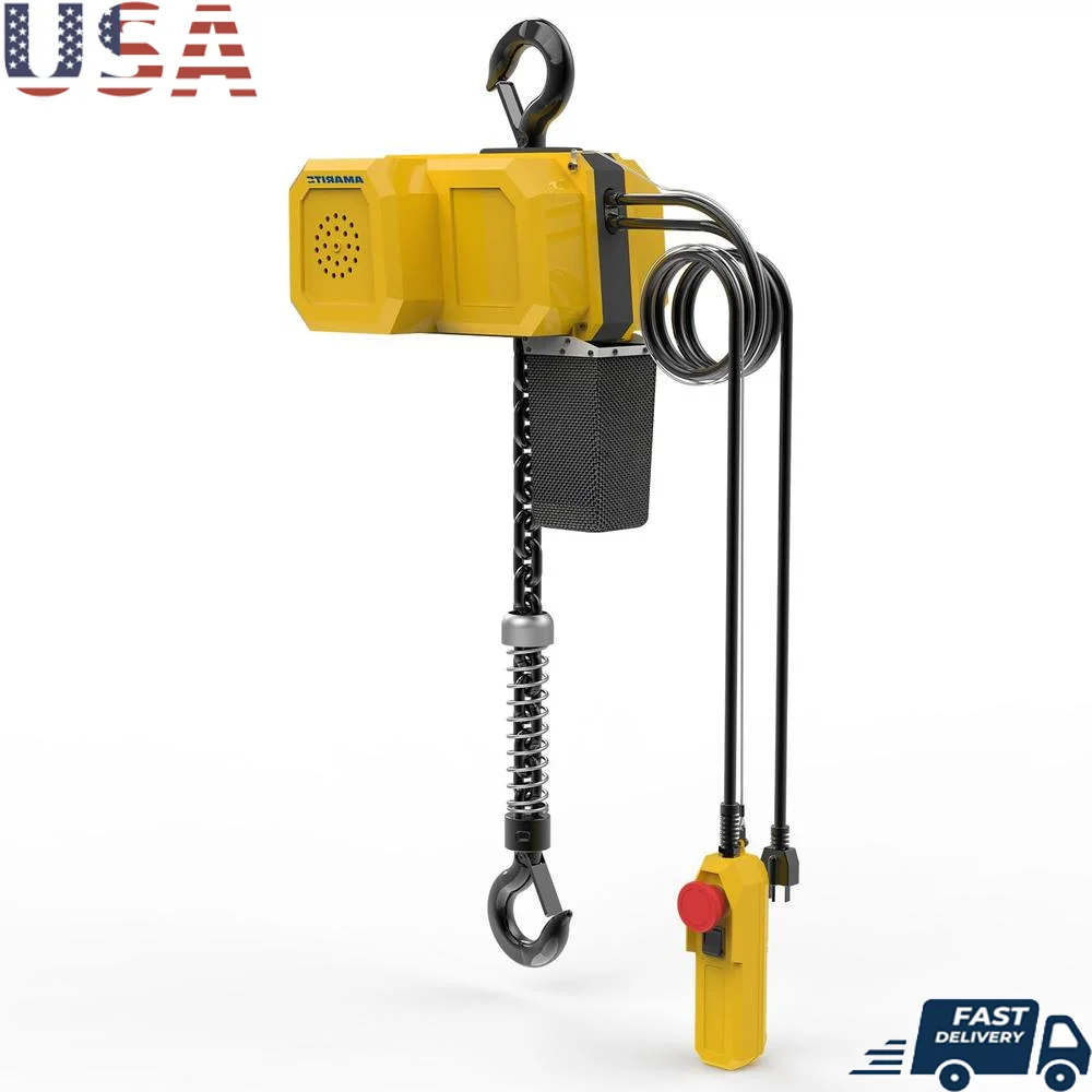 330lbs Portable Electric Chain Hoist 10ft Lift Height Stable Operation Speed Built-in Thermal Protection Safety CE Certified