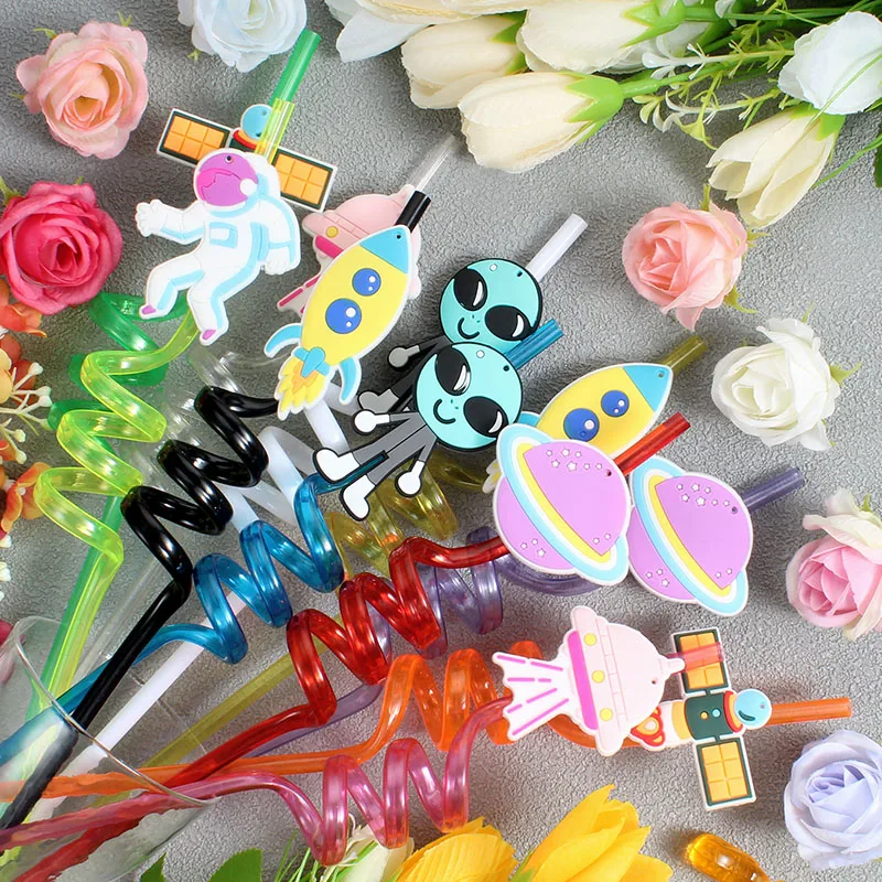12-pack of space-themed straws, reusable, perfect for party favors, birthday parties, and wedding decorations,